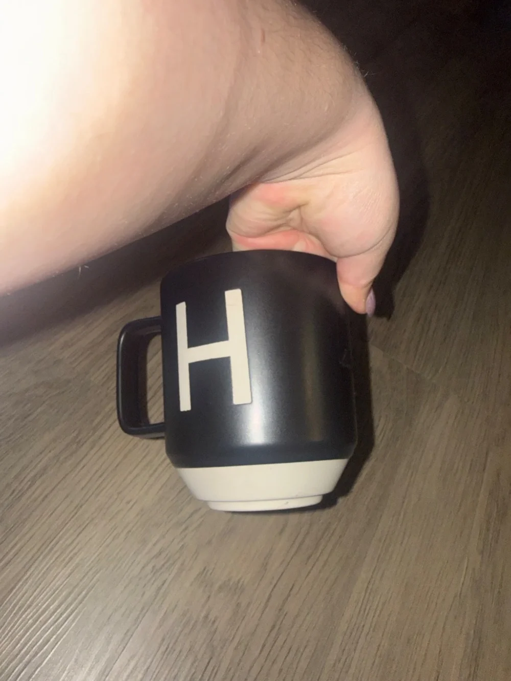 Sur La Table Monogram H Mug Black White Initial Coffee Cup Modern